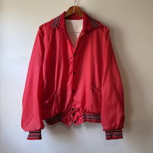 Vintage Red Track Coach Jacket | Striped Ribbed Cuffs Collar, Made in USA